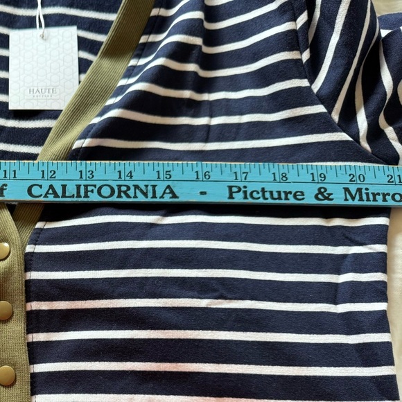 NWT Haute Edition Long Sleeve Stripe Snap Front Cardigan in Size Large - Picture 3 of 7